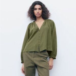ZARA BOHO EMBROIDERED BLOUSE
